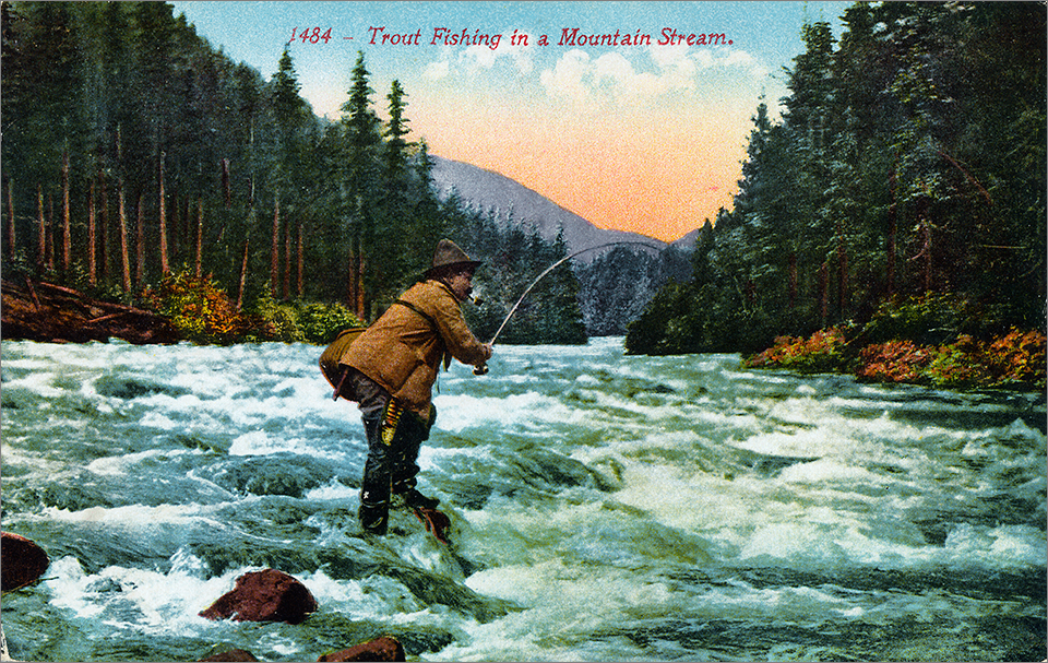 Idaho Fly fishing in mountain stream travel Black Wood Framed Poster 14x20  - Poster Foundry